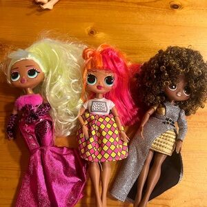L.O.L. Surprise! OMG Fashion Dolls Lot of 3 Blonde Pink Brown Hair